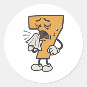 (2 Sides) Funny Sick Seven 67 Costume For Trending Classic Round Sticker
