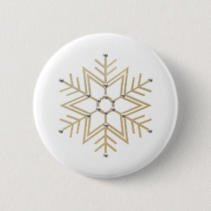 2-Silver and Gold Snowflake 3-D Look 6 Cm Round Badge