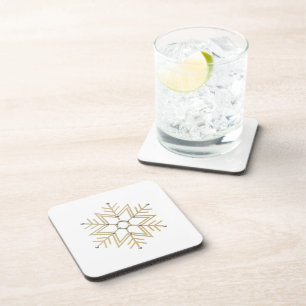 2-Silver and Gold Snowflake 3-D Look Coaster
