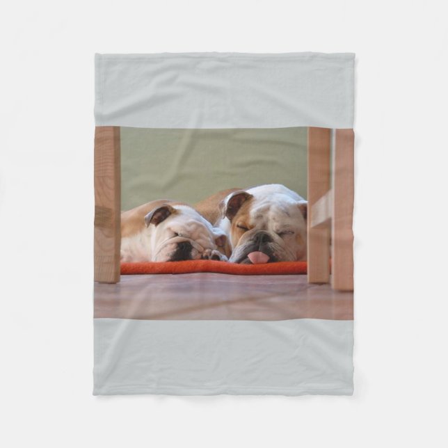 2 sleeping bulldogs.png fleece blanket (Front)