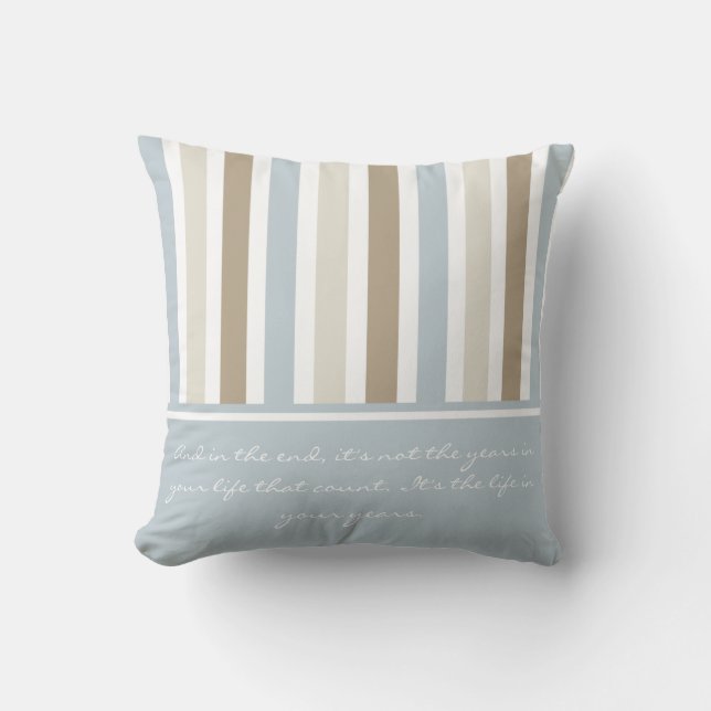 #2 Smoky Blue Grey, Tan, and Brown Stripes Pattern Cushion (Front)