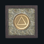 2 Sober Sobriety Recovery Jewellery Box<br><div class="desc">2” or 3” Sober Sobriety Recovery Coin Medallion Trinket Gift Box. This design looks like a sobriety coin or medallion embedded in stone or other materials. There are larger boxes available with similar designs - check them out too. The Circle and Triangle symbol is used in many Recovery and/or Sobriety...</div>
