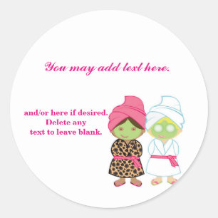 2 spa girls-birthday party beauty favour sticker