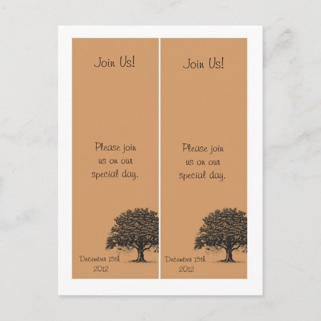 2 Spring Tree Brown/Black Save the Date Bookmarks Announcement Postcard (Front)