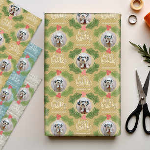 2 Square Photos Whimsical Christmas Holiday Berry Wrapping Paper Sheet