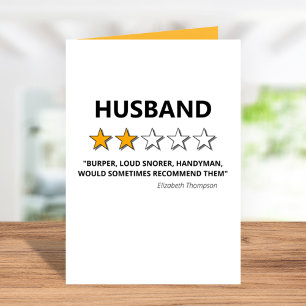2 Star Review   Funny Husband Valentines Holiday Card