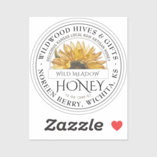 2" State Name and Flower Illustrated Honey Label  