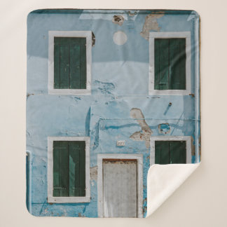 2-STOREY BLUE CONCRETE BUILDING SHERPA BLANKET