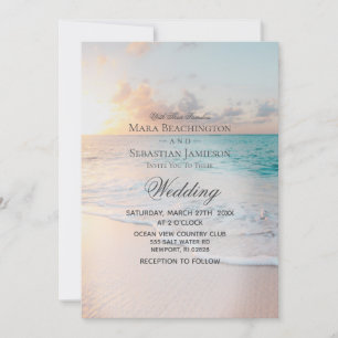 *~* 2 - Sunrise Pastel Beach Sunset  Wedding Invitation