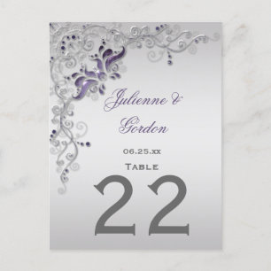 #2 Table Cards Ornate Purple Silver Floral Swirls