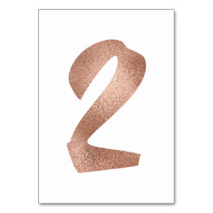 2 Table Number White Metallic Pink Rose Gold