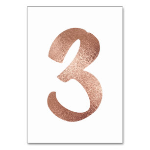 2 Table  Number White Metallic Pink Rose Gold Table Number