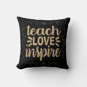 2- Teach Love Inspire Shirt, Retro Vintage Teacher Cushion