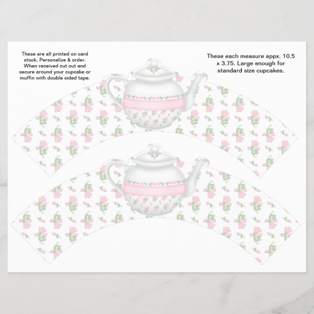 2 Teapot Retirement Personalised Cupcake Wrappers (Front)