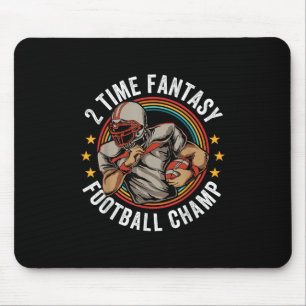 2 Time Fantasy Football Champ Ffl Winner Retro  Mouse Pad