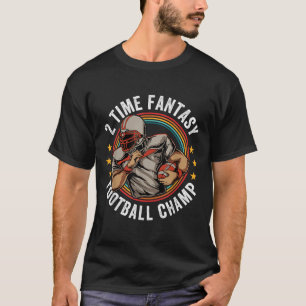 2 Time Fantasy Football Champ Ffl Winner Retro T-Shirt