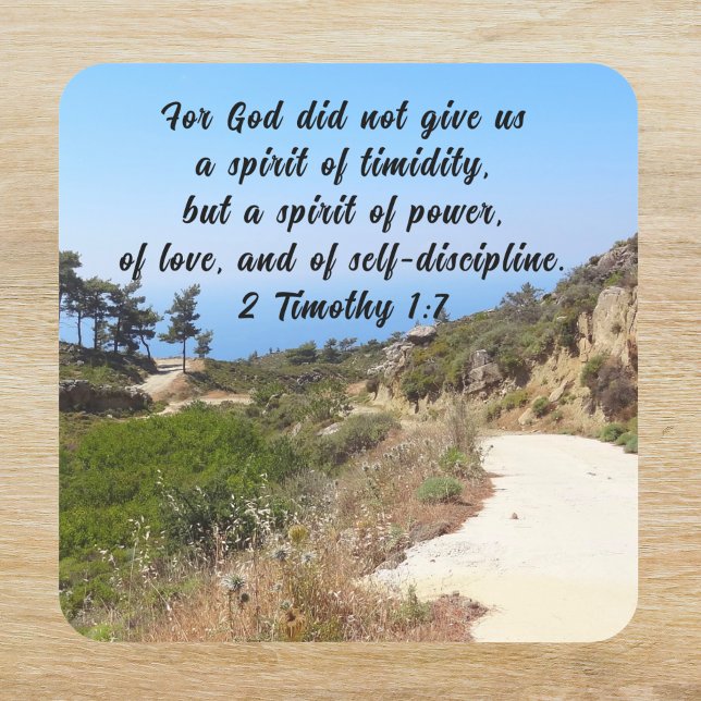 2 Timothy 1:7 Confident Bible Verse Square Sticker (Creator Uploaded)