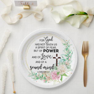 2 Timothy 1:7 God has not given a spirit of fear Paper Plate