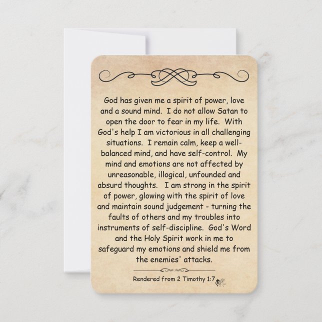 2 Timothy 1:7 Scripture note card parchment (Front)
