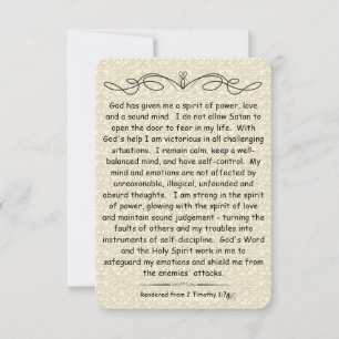 2 Timothy 1:7 Scripture note card scroll backing