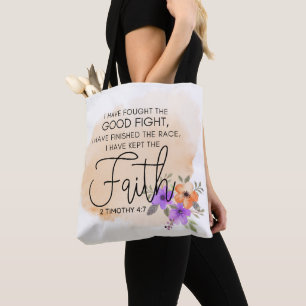 2 Timothy 4:7 - I have kept the faith Peach Tote Bag