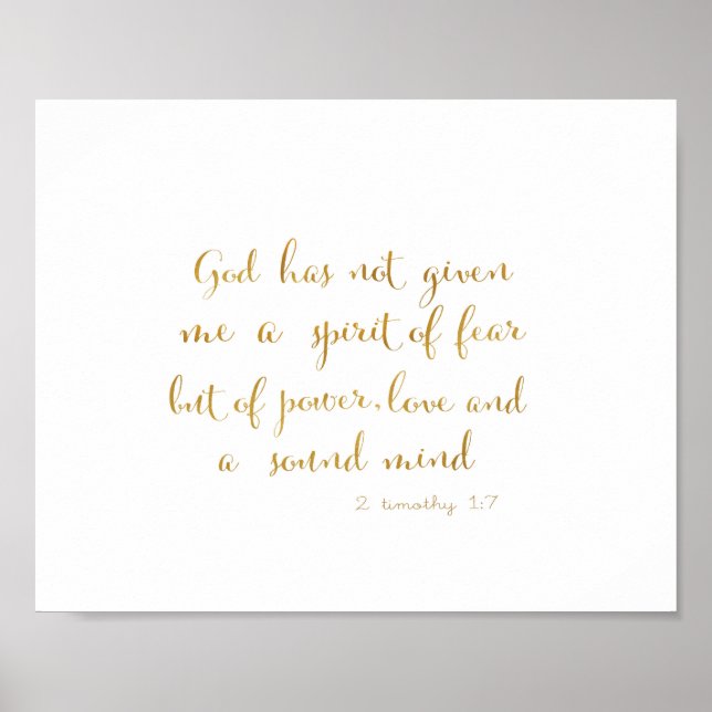 2 Timothy Bible verse - love - Faith -gold letters Poster (Front)
