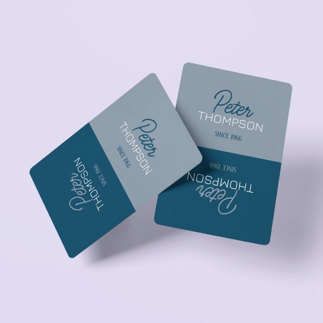 2-tone Blue playingcards with Name Playing Cards (modern two-tone blue custom cards)