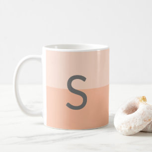 2 Tone Coral Monogram Customised Alphabet Coffee Mug
