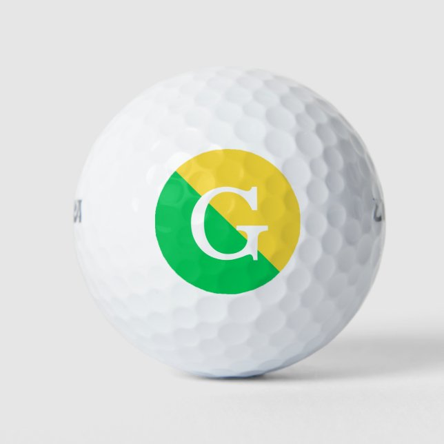 2 Tone Diagonal Initial Monogram Golf Balls (Front)