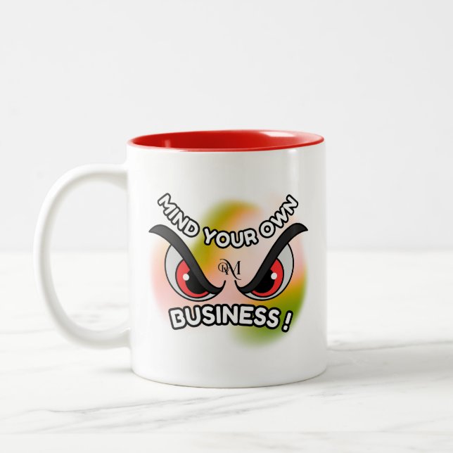 2-Tone Mug 11oz : Mind Your Own (red) (Left)