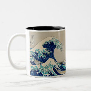 2 tone mug with Japanese style wave art