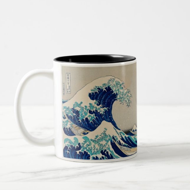 2 tone mug with Japanese style wave art (Left)