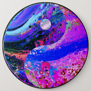 2-Tone Pink+Purple Fluid Art Ying/Yang 6 Cm Round Badge