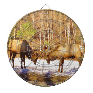 2~ two Bull Elk in the snow Dartboard
