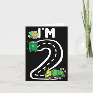 2 Two Years Old Garbage Truck 2nd Birthday Boy Card