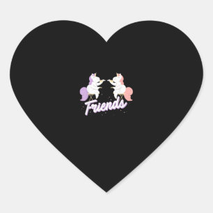 2 Unicorns Drink Tea Shirt, Best Friends Matching Heart Sticker