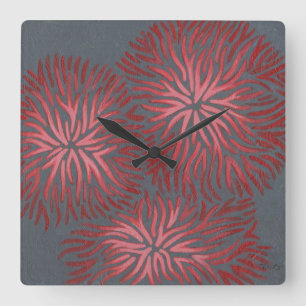 2-Up Dianthus II Square Wall Clock
