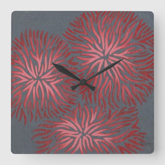 2-Up Dianthus II Square Wall Clock (Front)