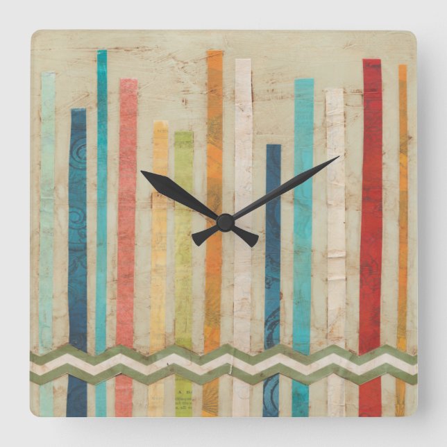 2-Up Paper Fences IV Square Wall Clock (Front)