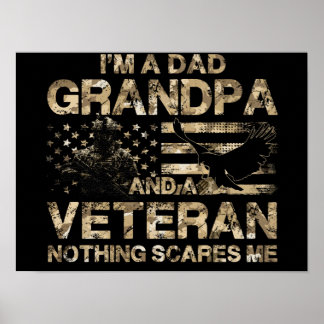 2 US Veteran Shirt Grandpa Veteran American Flag  Poster