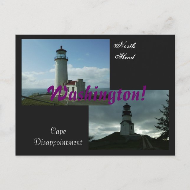 2 Washington Lighthouses! Postcard (Front)