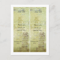 2 Wedding in Pisa Save the Date Bookmarks