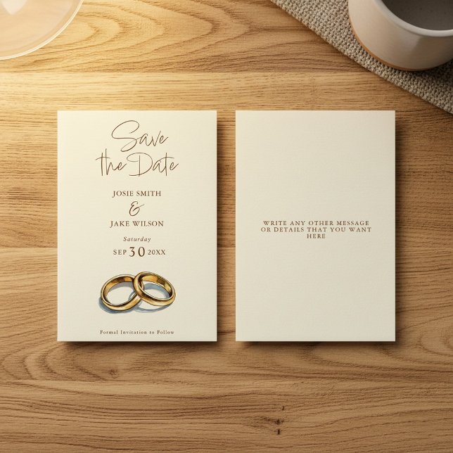 2 wedding rings save the date (2 watercolor wedding rings save the date invitation card.
)