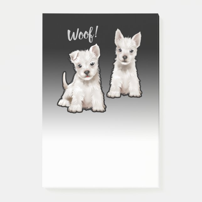 2 Westy pups custom black fade Post-it note block (Front)