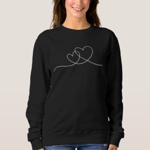 2 White Hearts Minimalist Aesthetic Continuous One Sweatshirt
