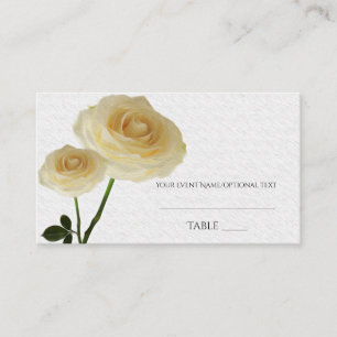 2 White Painted Roses Elegant Seating Place Card