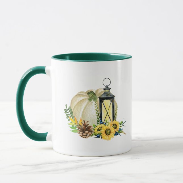 #2 | White Pumpkin Lantern Fall Coffee Mug (Left)
