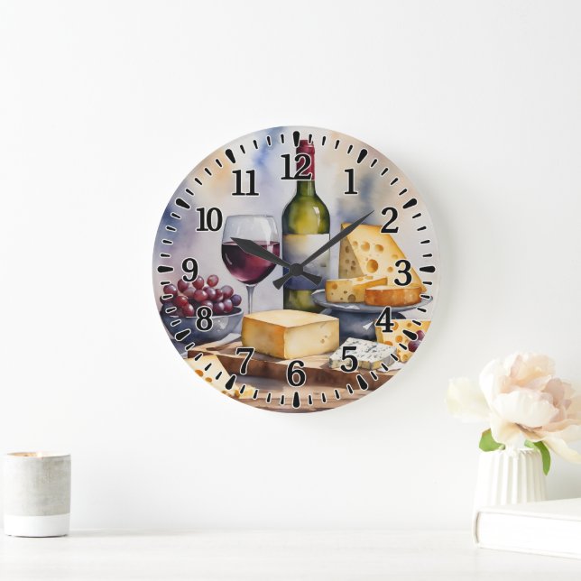 #2 Wine and Cheese  Large Clock (Home)
