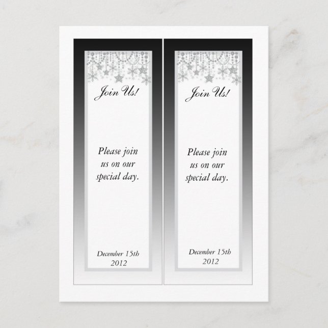 2 Winter Diamond Wedding Save the Date Bookmarks Announcement Postcard (Front)