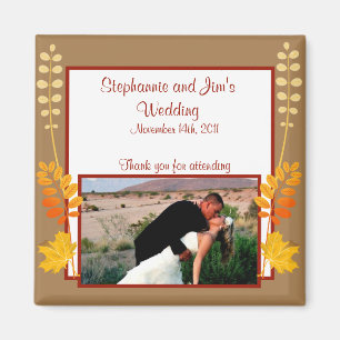 2"x2" Announcement Magnet Autumn Branch Leaves